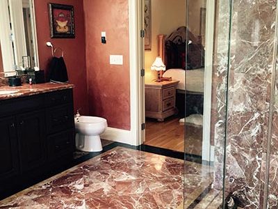 Rosso Levanto Marble Floor Installation